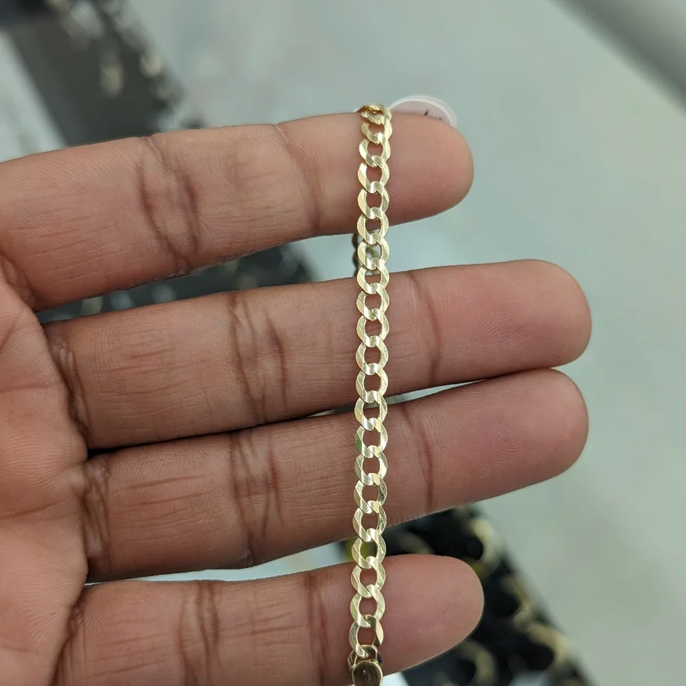 14kt Real Solid Gold Cuban Curb Bracelet - Picture 4 of 6